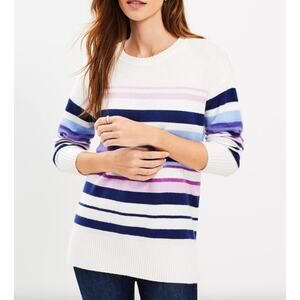 LOFT Striped Drop Shoulder Tunic Sweater NWT Women's Sz S Cotton Cozy Stretch